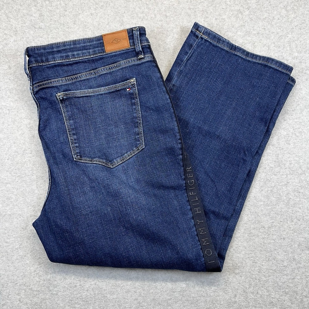 Tommy Hilfiger Jeans Womens‎ Size 16 Blue TriBeca Straight Ankle Whiskers